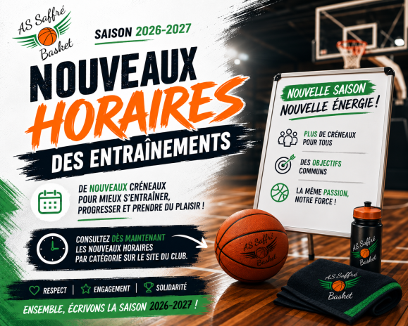 Horaires entraînements 2026 - 2027
